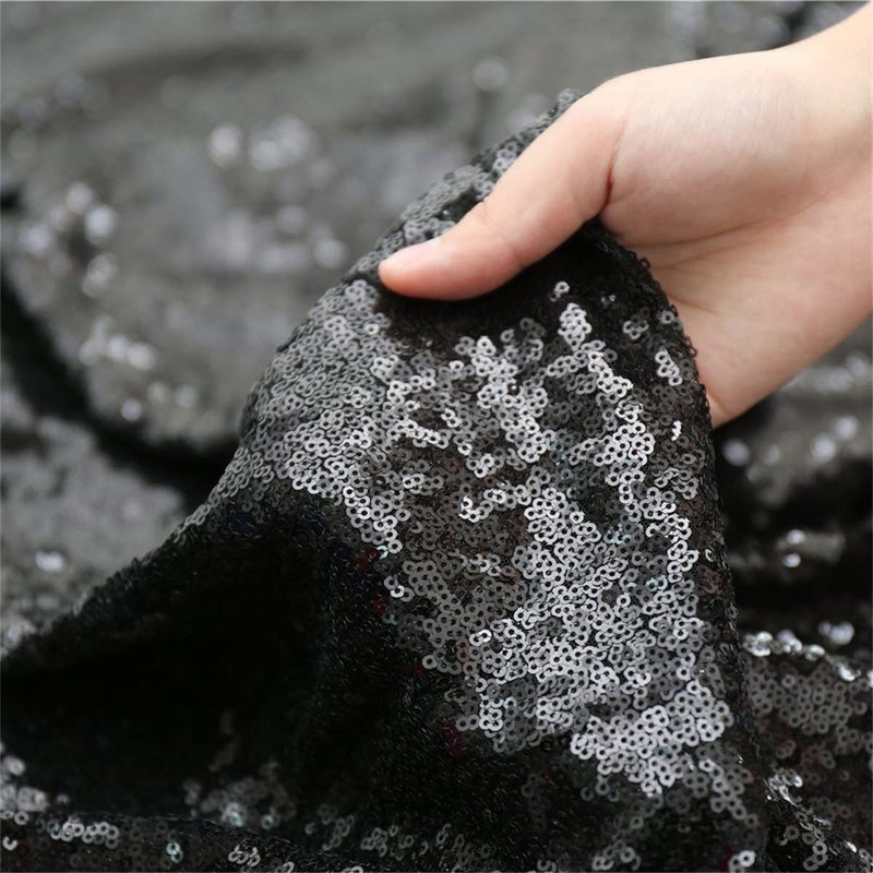 Poise3EHome Black Sequin Backdrop Curtain, 2 Panels 2Ft x 8Ft Glitter Photography Background for Party Baby Shower Wedding Birthday Christmas Thanksgiving Halloween Decoration - Image 3